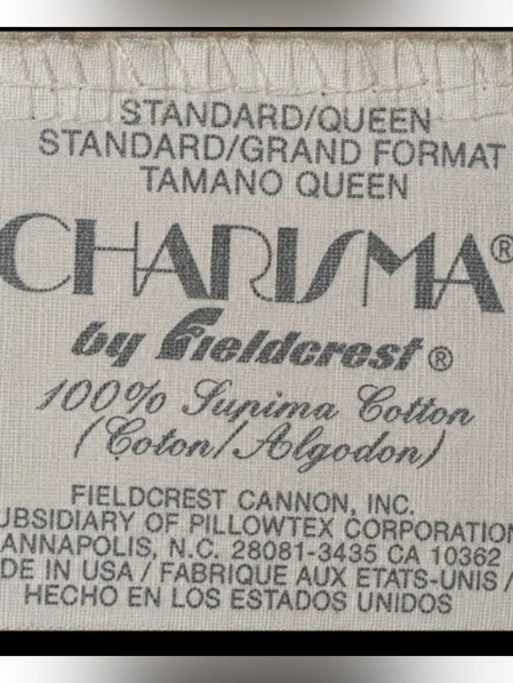 Vtg Fieldcrest Charisma Standard Pillowcases Imperial Stripe Ivory Supima USA